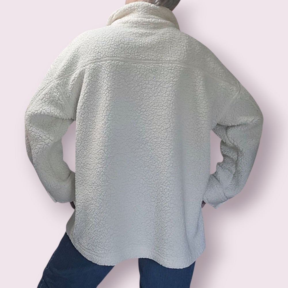 32 Degrees Cream Faux Sherpa Shacket Size XL - Picture 3 of 5